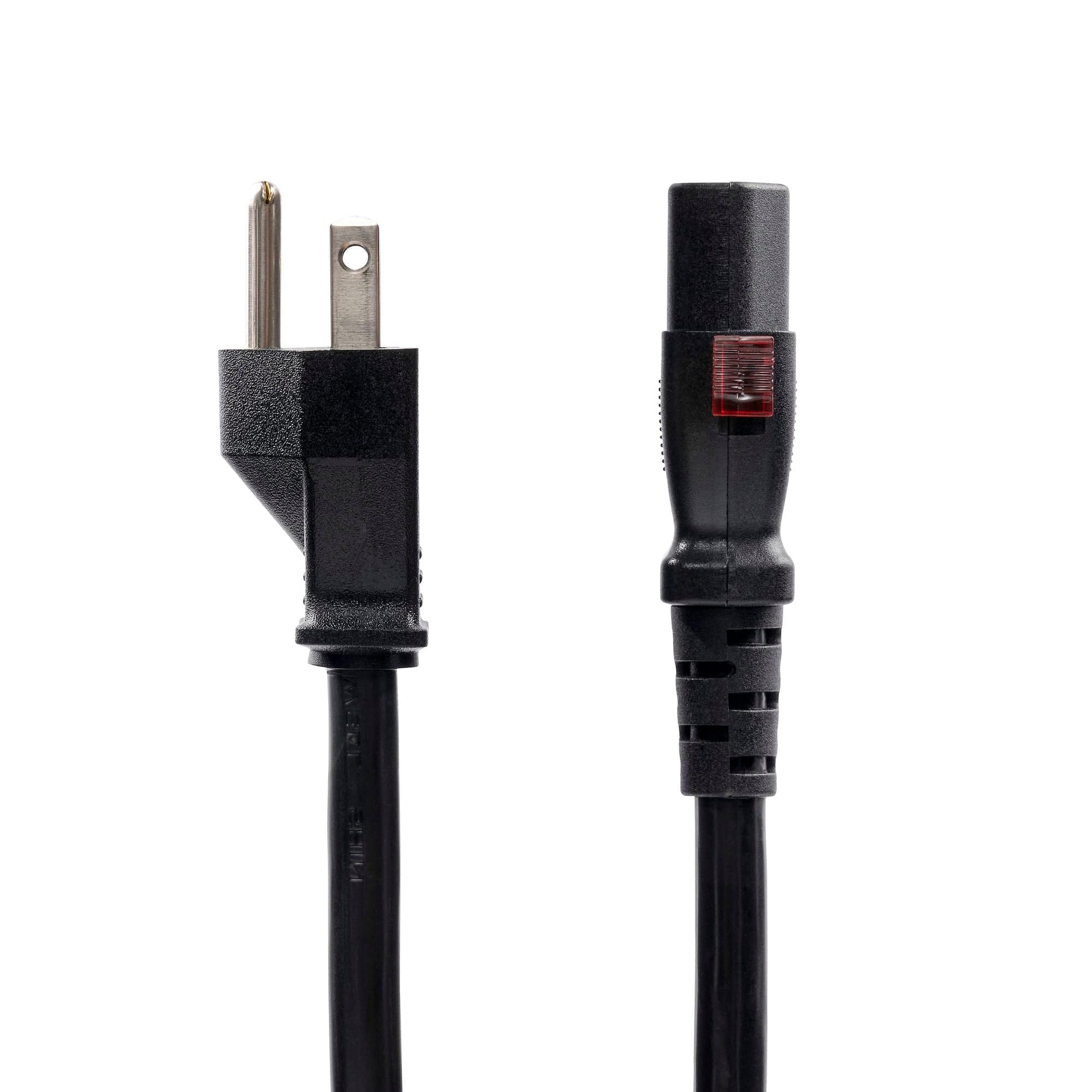 Startech 27LC-4B00-POWER-CORD 12ft (3.6m) Heavy Duty Power Cord, NEMA 5-15P to Locking IEC 60320 C13 AC Power Cable, 15A 125V, 14AWG, Replacement Computer Power Cord, PC Power Supply Cable - UL Listed Components