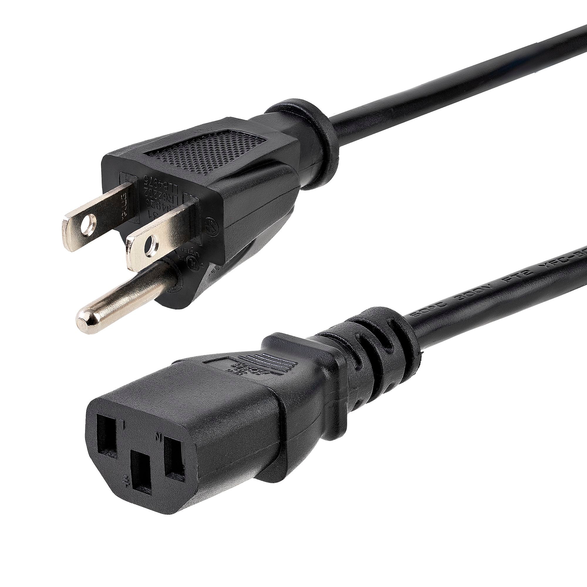 Startech PXT101 6ft (1.8m) Computer Power Cord, NEMA 5-15P to C13, 10A 125V, 18AWG, Black Replacement AC Power Cord, Printer Power Cord, PC Power Supply Cable, Monitor Power Cable - UL Listed