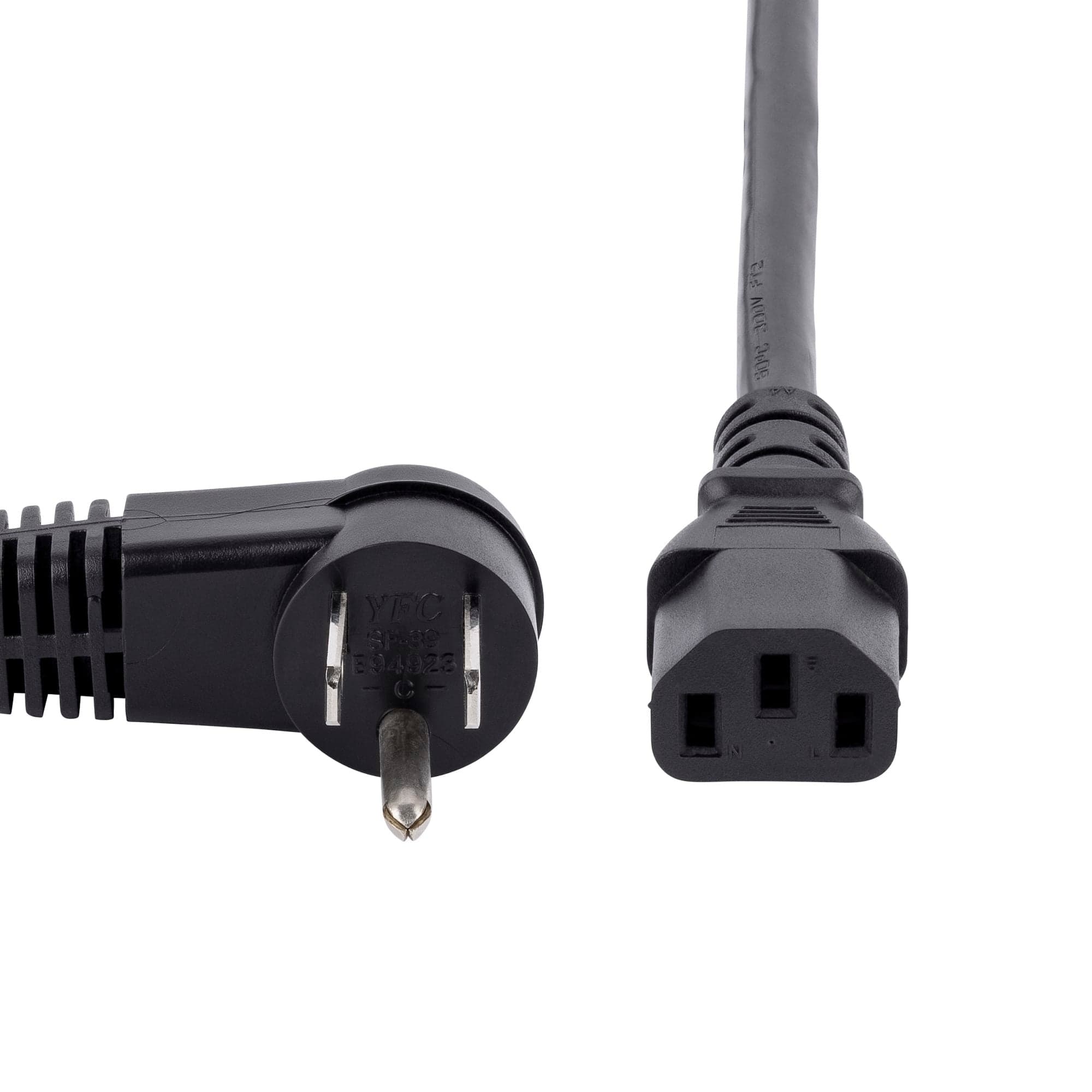 Startech PXTR10110 10ft (3m) Computer Power Cord, Right Angle NEMA 5-15P to C13, 10A 125V, 18AWG, Black Replacement AC Power Cord, Printer Power Cord, PC Power Supply Cable, Monitor Power Cable - UL Listed