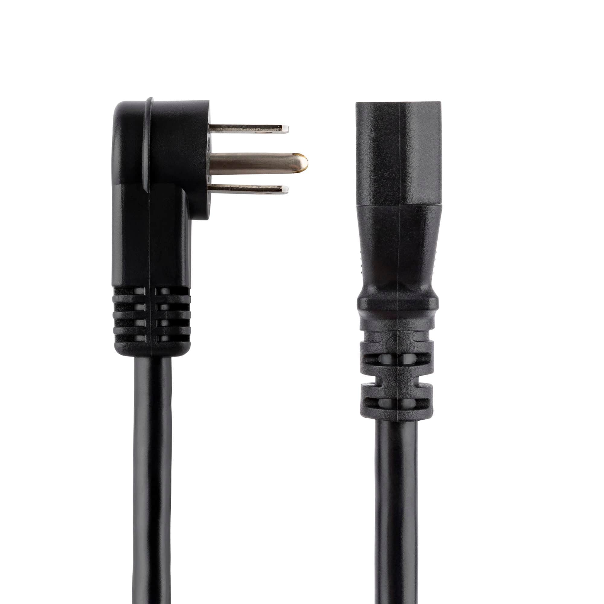 Startech PXTR1016 6ft (2m) Computer Power Cord, Right Angle NEMA 5-15P to C13, 10A 125V, 18AWG, Black Replacement AC Power Cord, Printer Power Cord, PC Power Supply Cable, Monitor Power Cable - UL Listed