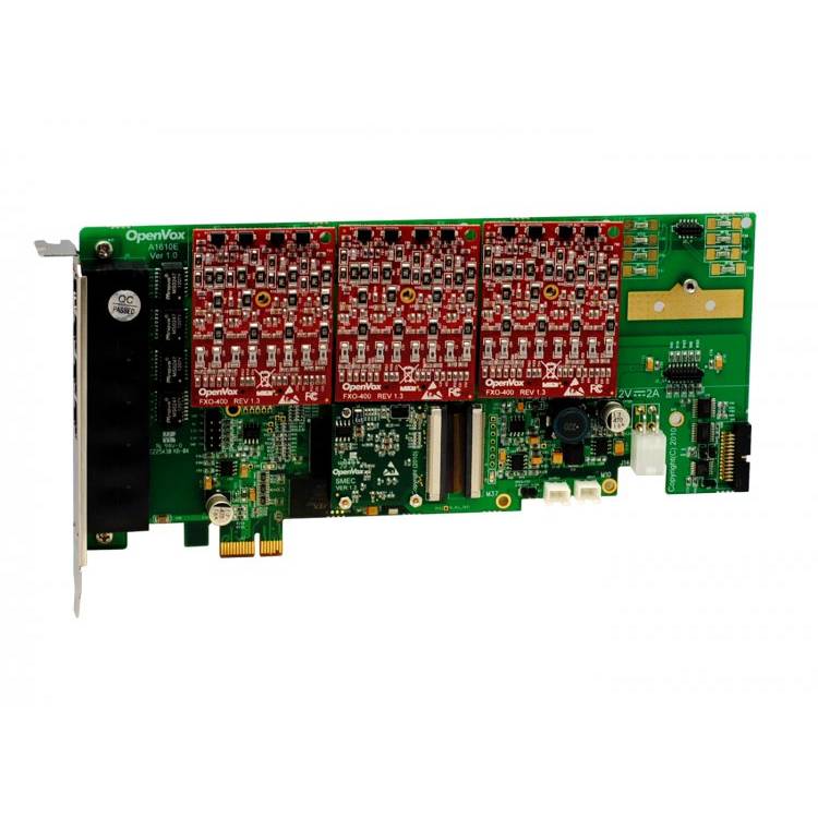 OpenVox AE1610E03 16 Port Analog PCI-E Card 0 FXS400 3 FXO400 w EC2032