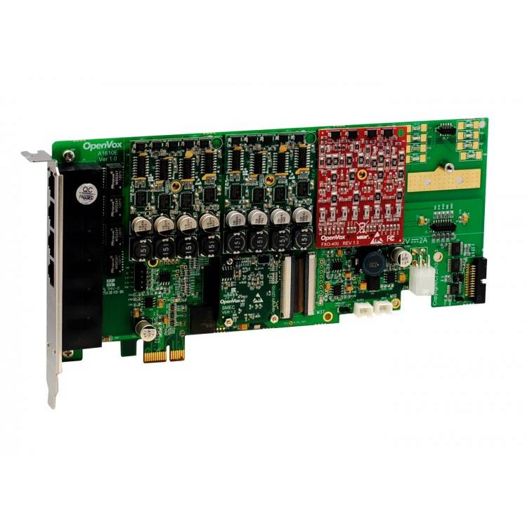 OpenVox AE1610E21 16 Port Analog PCI-E Card 2 FXS400 1 FXO400 w EC2032