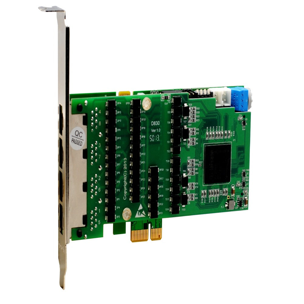 DE830E 8-Port T1/E1/J1 PCI-E with Echo Can Low Profile Card