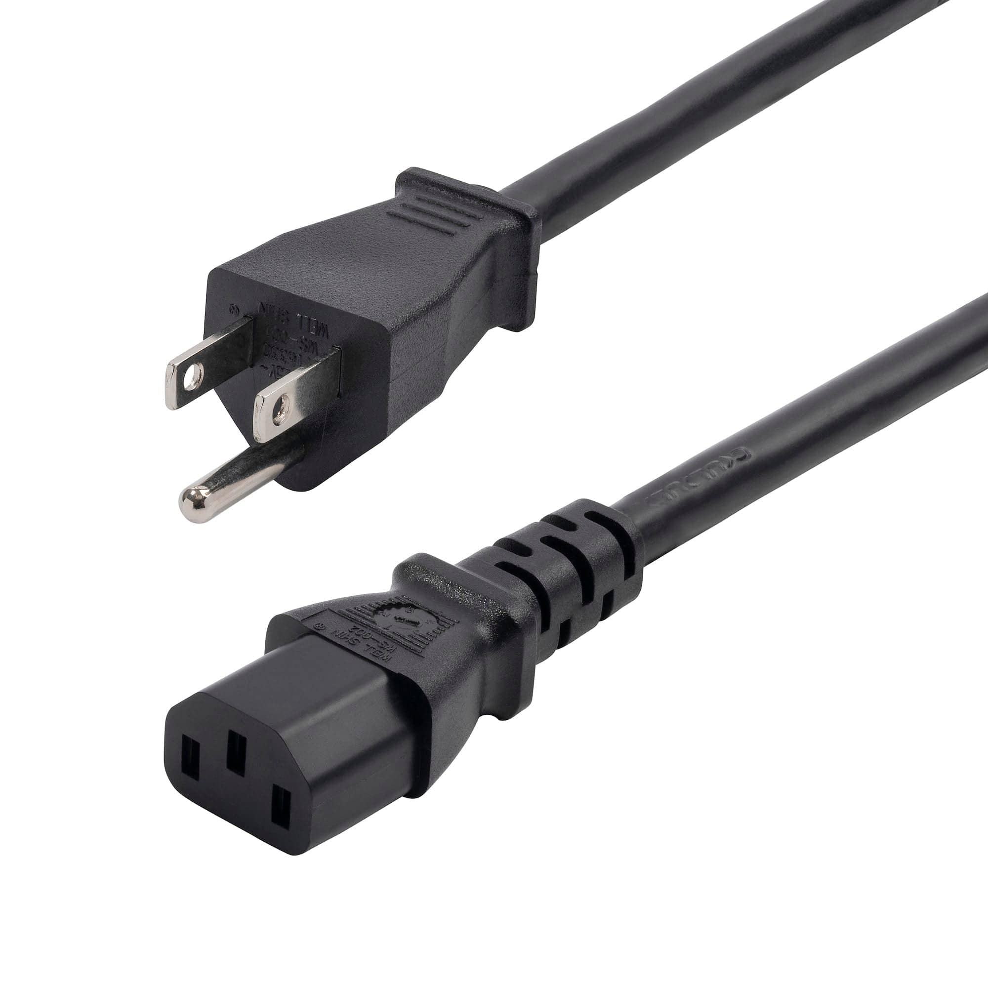 Startech 271B-6800-POWER-CORD 8ft (2.4m) Computer Power Cord, NEMA 5-15P to IEC 60320 C13 AC Power Cable, 13A 125V, 16AWG, Monitor Power Cable, PC Power Supply Cable - UL Listed Components