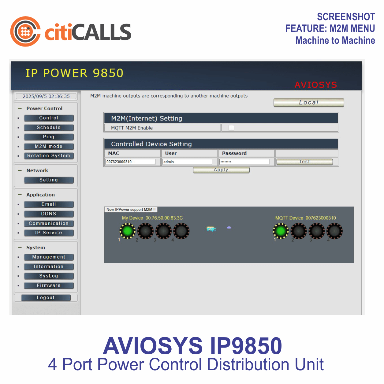 Aviosys IP9850 4 Port Web Power Distribution Controller Switch Unit PDU w Auto-Ping