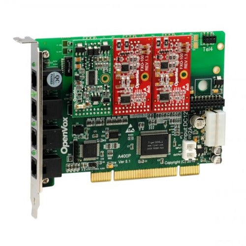 OpenVox A400P12 4 Port Analog PCI card + 1 FXS + 2 FXO