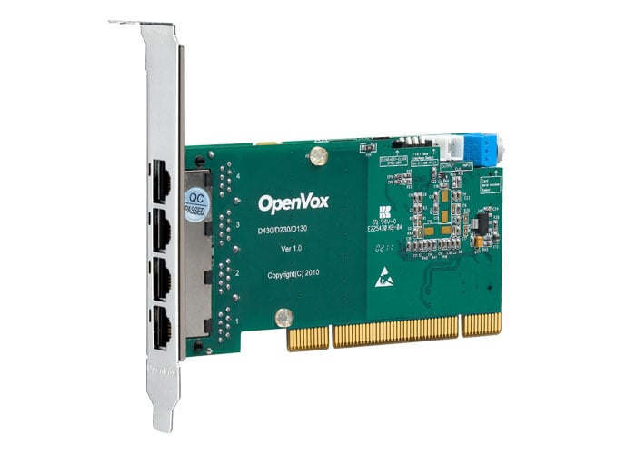 OpenVox DE430P Quad Span T1 E1 J1 PRI PCI Card w Echo EC2128 Module Low Profile Adv