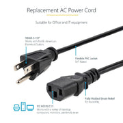 Startech PXT1011410 10FT 14AWG Heavy Duty Power Cord NEMA5-15P 15A for Server and PDU