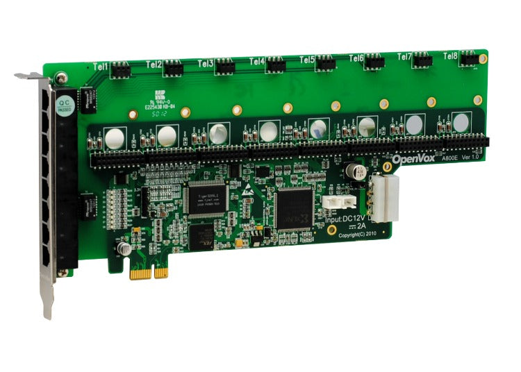 OpenVox A800E 8 Port Analog PCI-E Base Card, No Modules