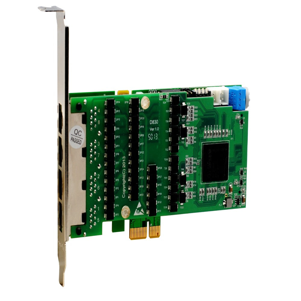OpenVox DE830E 8 Port T1 E1 J1 PRI PCI-E Card w EC2256 Echo Module Low Profile Adv
